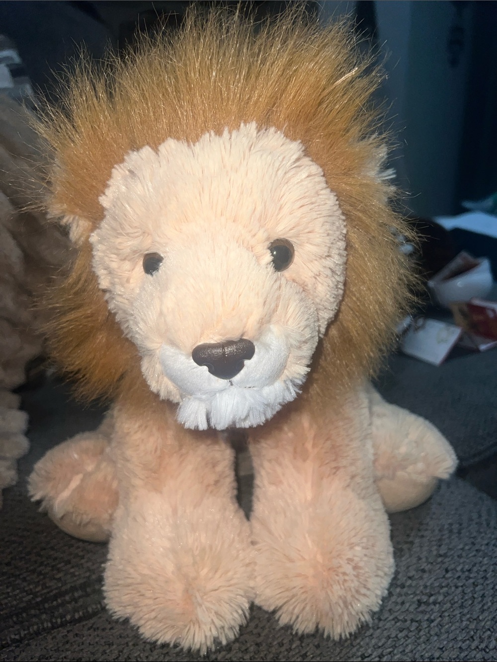 Cuddly Plush Lion Toy - Cream Body with Brown Mane